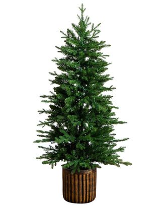 Nearly Natural 4.5Ft. Pre-Lit Artificial Christmas Tree In Decorative Planter