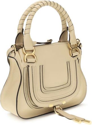 Chlo&eacute; Womens Marcie Shoulder Bag Beige Calf Leather Bos