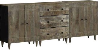 vidaXL Vidaxl - Aparadores 3 Uds De Madera Maciza De Mango Gris Claro