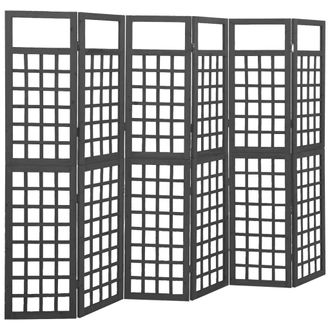 vidaXL Vidaxl - Biombo/enrejado De 6 Paneles Madera De Abeto Negro 242,5x180 Cm