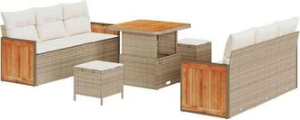 vidaXL Vidaxl - Conjunto de sofá de jardín 9 pcs Beige, Crema 80 x 80 x 71 cm