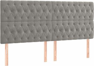vidaXL Cabecero Con Luces Led Terciopelo Gris Claro 180x7x118/128 Cm Vidaxl