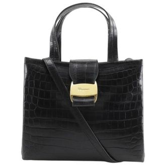 Ferragamo Pre-owned Handbags, female, Black, Size: ONE SIZE Pre-owned Leather Handbag