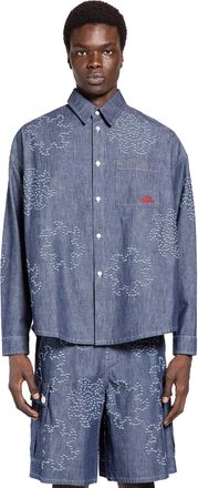 Marni Frayed Sun Motif Shirt in Chambray