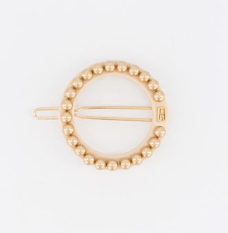 Alexandre de Paris Gold Pearls Acetate Side Barette in Beige at Nordstrom