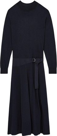 Reiss Alina Belted Knit Woven Maxi Dress
