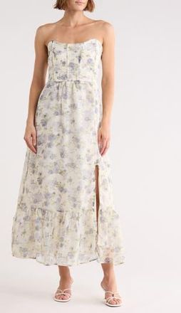 Blu Pepper Floral Strapless Dress in Dusty Blue Multi at Nordstrom Rack, Size Medium