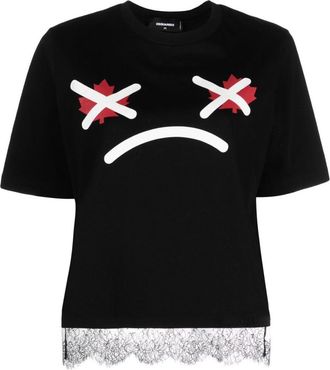 Dsquared2 Black Graphic Crew Neck T-Shirt