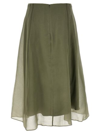 Brunello Cucinelli Womens Bicolor Silk Midi Skirt