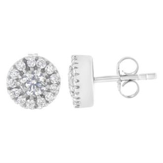 House of Brilliance 14k White Gold 1 cttw Diamond Halo Stud Earrings at Nordstrom