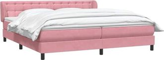 vidaXL Cama Box Spring Con Colchones Terciopelo Rosa 180x210 Cm Vidaxl