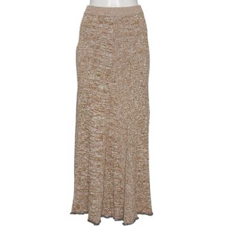 Joseph Beige Patterned Ribbed Knit Sally Fluted Maxi Skirt