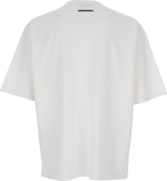 Dsquared2 Mens T-Shirt With Raised Collar, White Cotton T-Shirts And Polos