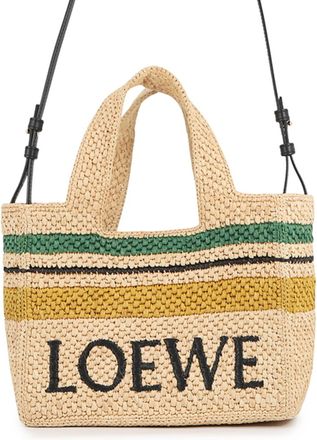 Loewe Beige Multi-Color Raffia Leather Handbag Shoulder Bag Tote Bag (Pre-Owned)