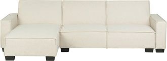 Beliani Beliani - Sof&aacute; Cama Esquinero Tapizado En Tela Beige 3 Plazas Cama En Forma De L Izquierda Romedal