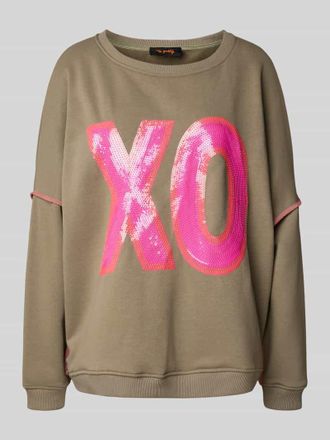 Miss Goodlife Sweatshirt mit Pailletten und Rundhalsausschnitt in Oliv, Gr&ouml;&szlig;e XL