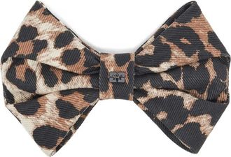 Ganni leopard-print hair clip - women - Fabric - One Size - Brown