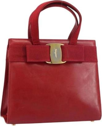Ferragamo Pre-owned Handbags, female, Red, Size: ONE SIZE Pre-owned Leather Handbag