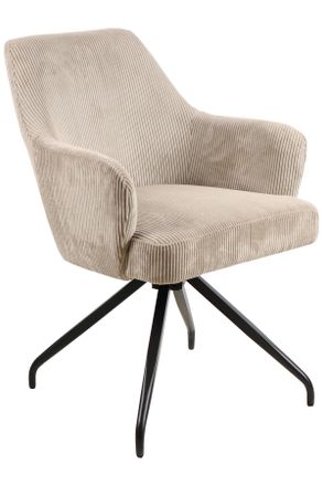 MID.YOU Mid.you Armlehnstuhl, Schwarz, Beige, Holz, Metall, Textil, Pappel, Sperrholz, Drehkreuz, 57x86x65 cm, Sitzfl&auml;che 360&deg; drehbar, Esszimmer, St&uuml;hle, Pol