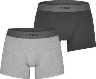 Firetrap Boxershorts met herenlogo (Set van 2) (Grijs/Grijs gem&ecirc;leerd)