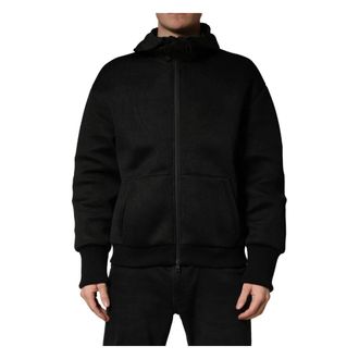Dolce & Gabbana Zip-throughs, male, Black, Size: M Hooded Full Zip Bomber Jacket