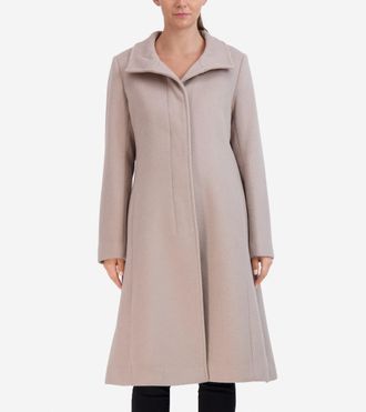 Cole Haan Womens Flared Dress Coat - Beige Size 14