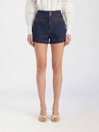 Zimmermann Pantaloncini shorts in denim di cotone slim fit a vita alta