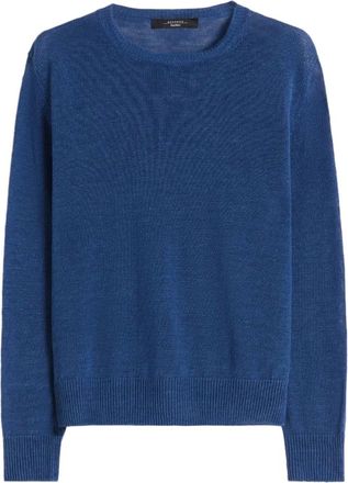 Max Mara Round-neck Knitwear, female, Blue, Size: XL Maglia-Canottiera-Top