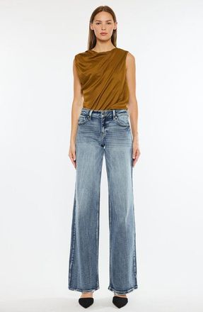 Kancan Venice Mid Rise Wide Leg Jeans in Dark Wash at Nordstrom, Size 24