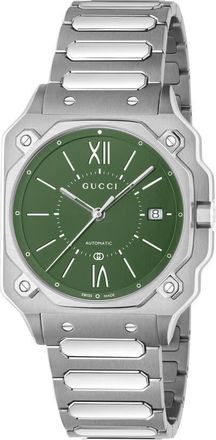 Gucci G-Flat Quartz Green Dial Mens Watch YA166404