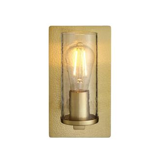 Netlighting Palermo Wall Lamp Hammered Brass Plate Textured Clear Glass in Metallic Gold