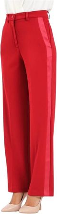 Vicolo Rode Elegante Broek Rechte Pijp - Dames - Straight fit broeken - Rood - S - Satijn - Broeken