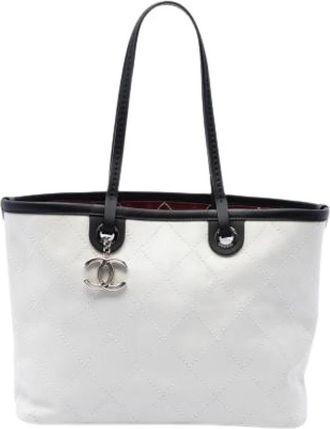 Chanel Pre-owned Shopping Fever Tote - Dames - Vintage Shopper - Wit - ONE Size - Leer - Vintage
