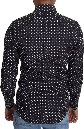 Dolce & Gabbana Black White Polka Dots Casual Mens Shirt