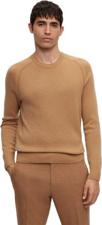 HUGO BOSS Mens Crew Neck Raglan Long Sleeve Sweater in Beige - Size X-Large