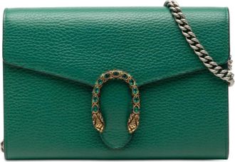 Gucci Pre-owned Cross Body Bags, female, Green, Size: ONE SIZE Pre-owned Chain Leather Wallet