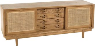 Macabane Mueble para TV de madera de mindi y rat&aacute;n natural