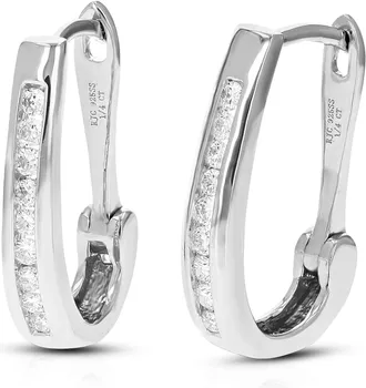 Vir Jewels 1/4 cttw Lab Grown Diamond Hoops Earrings in Sterling Silver With Hidden Post For Women