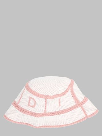 Fendi JFP399K_AULPF1SGN Crochet Cotton-Blend Bucket Hat - Pink