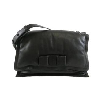 Ferragamo Pre-owned Viva Bow Calf Shoulder Bag - Dames - Pre-owned - Zwart - Maat: ONE Size Leer
