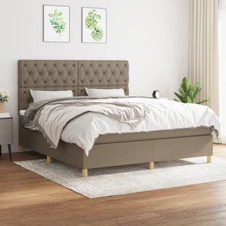 vidaXL Vidaxl - Cama Box Spring Con Colch&oacute;n Tela Gris Taupe 160x200 Cm