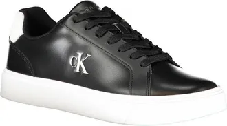 Calvin Klein Logo Leather-Blend Sneaker - Black