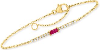 RS Pure by Ross-Simons Ruby and. Diamond Bar Bracelet in 14kt Yellow Gold