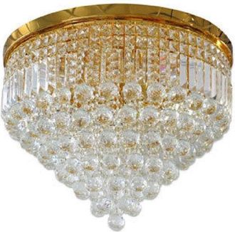 Trade Shop Trade Shop Traesio - Trade Shop - Lampadario Soffitto Plafoniera Con Sfere Cristalli In Vetro Portalampada E14 A - Oro