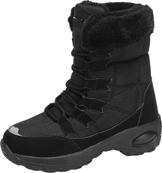 Generic Comfy Boots for Women, Snow Boots Women - Comfortable Warm Winter Shoes Casual Lace Up Mid-Calf Shoes Classic Thicken Ankle Boot for Go Out Solid Colo