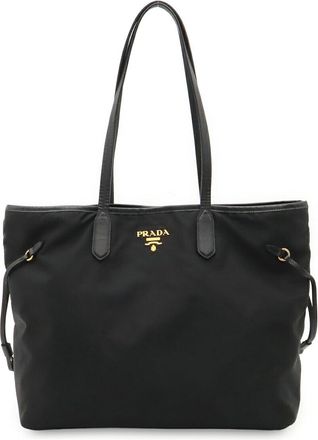 Prada Nylon Leather Tote Bag