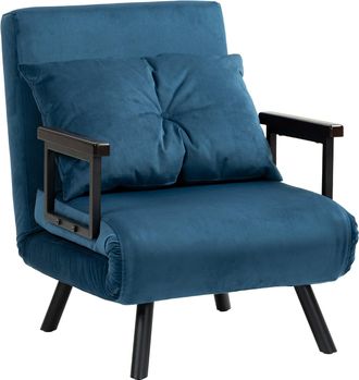 HOMCOM Click Clack Single Chair Bed Settee For Living Room - Guest Room - Blue | TJ Hughes