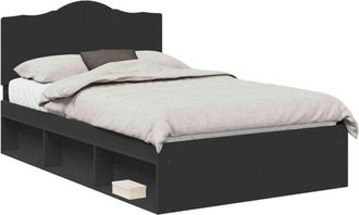 vidaXL Bed Frame with Headboard Black 120 x 200 cm Solid Pine Wood vidaXL