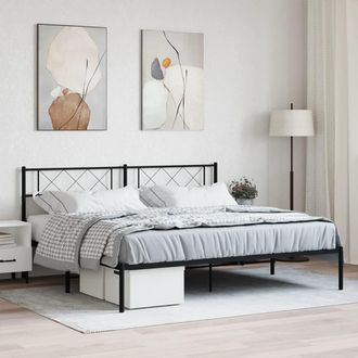 vidaXL Vidaxl - Estructura Cama Sin Colch&oacute;n Con Cabecero Metal Negro 180x200 Cm