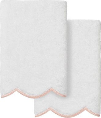 Linum Home Textiles 100% Turkish Cotton Adornia Scallop 2Pc Fingertip Towel Set